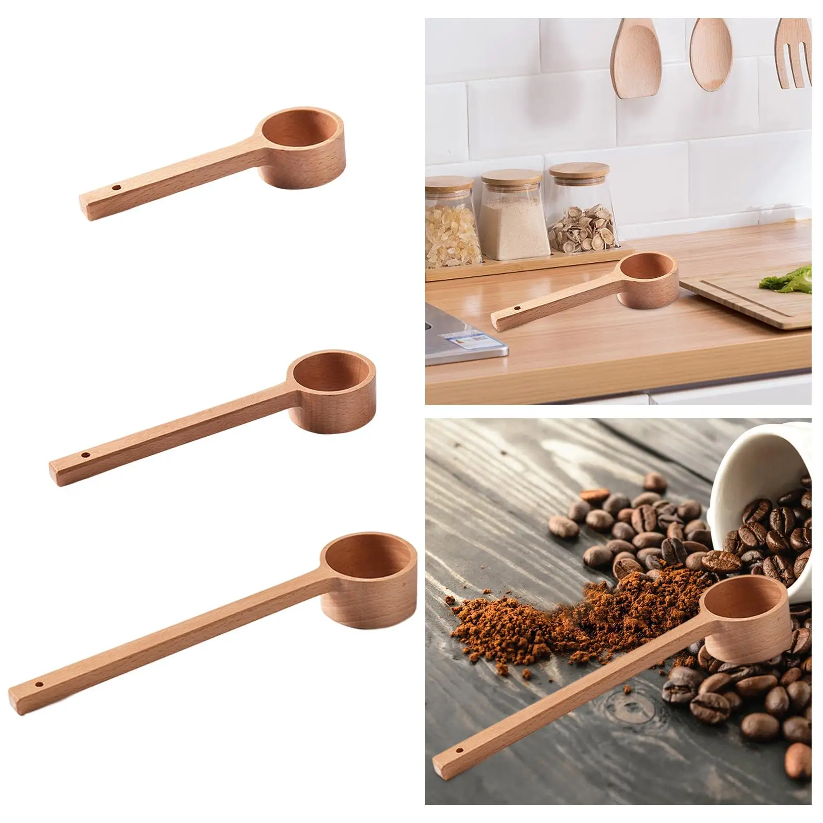 Wooden Measure Spoon Classic Tablespoon for Camping Coffee Bean Household