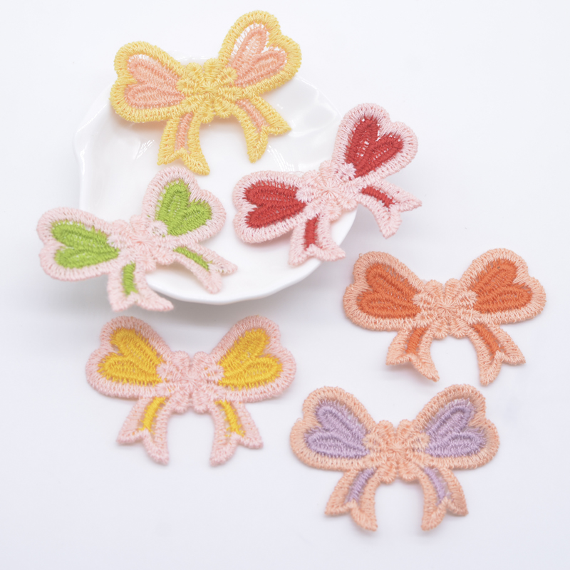 12 Stück 5,5*4cm Schleifenapplikationen für DIY-Kleidung, Hüte, Schuhe, Näh-Patches, Kopfbedeckungen, Haarspangen, Schleifendekoration, Zubehör – Detail 1