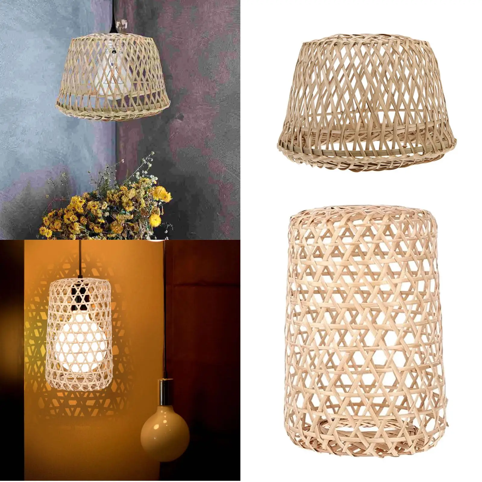 Handwoven Lampshade Pendant Light Cover Retro Style for Dining Room Office