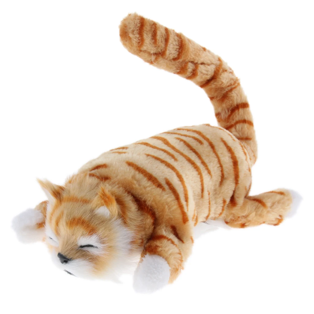 Electric Rolling & Laughing Wagging Tail Cat Animal  Toy Figure  Decor