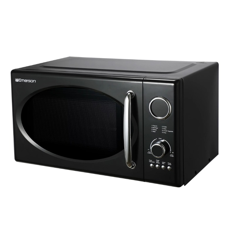 Title 1, Emerson 0.9 Cu Ft, 800W Retro Black Microwave O...