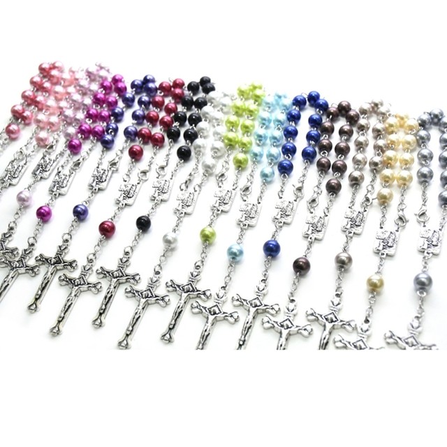 Pearl Finger Rosaries Baptism Rosary Favor Small Rosary with Party