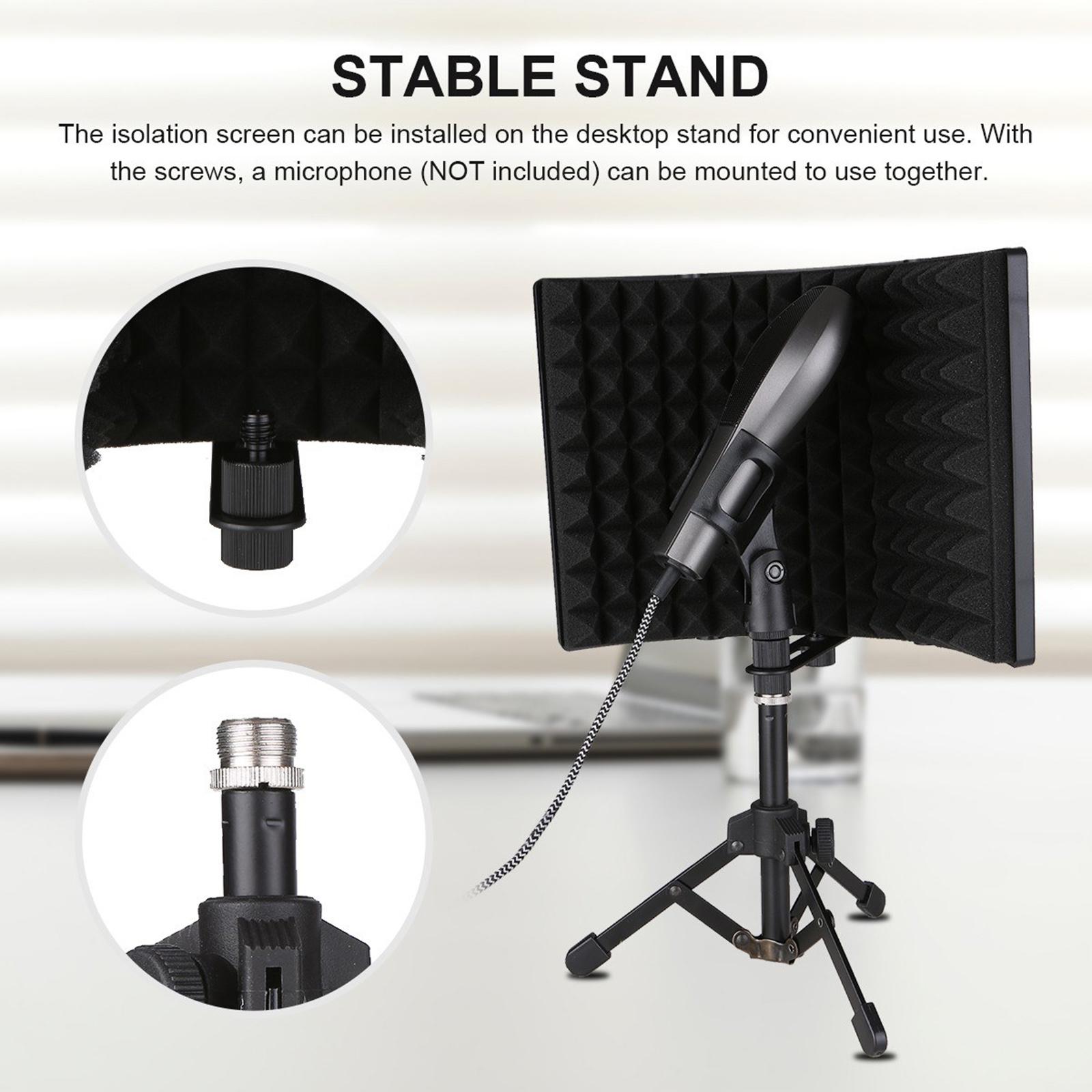 Microphone Screen with Stand Adjustable Mic Sound Dampening Foam