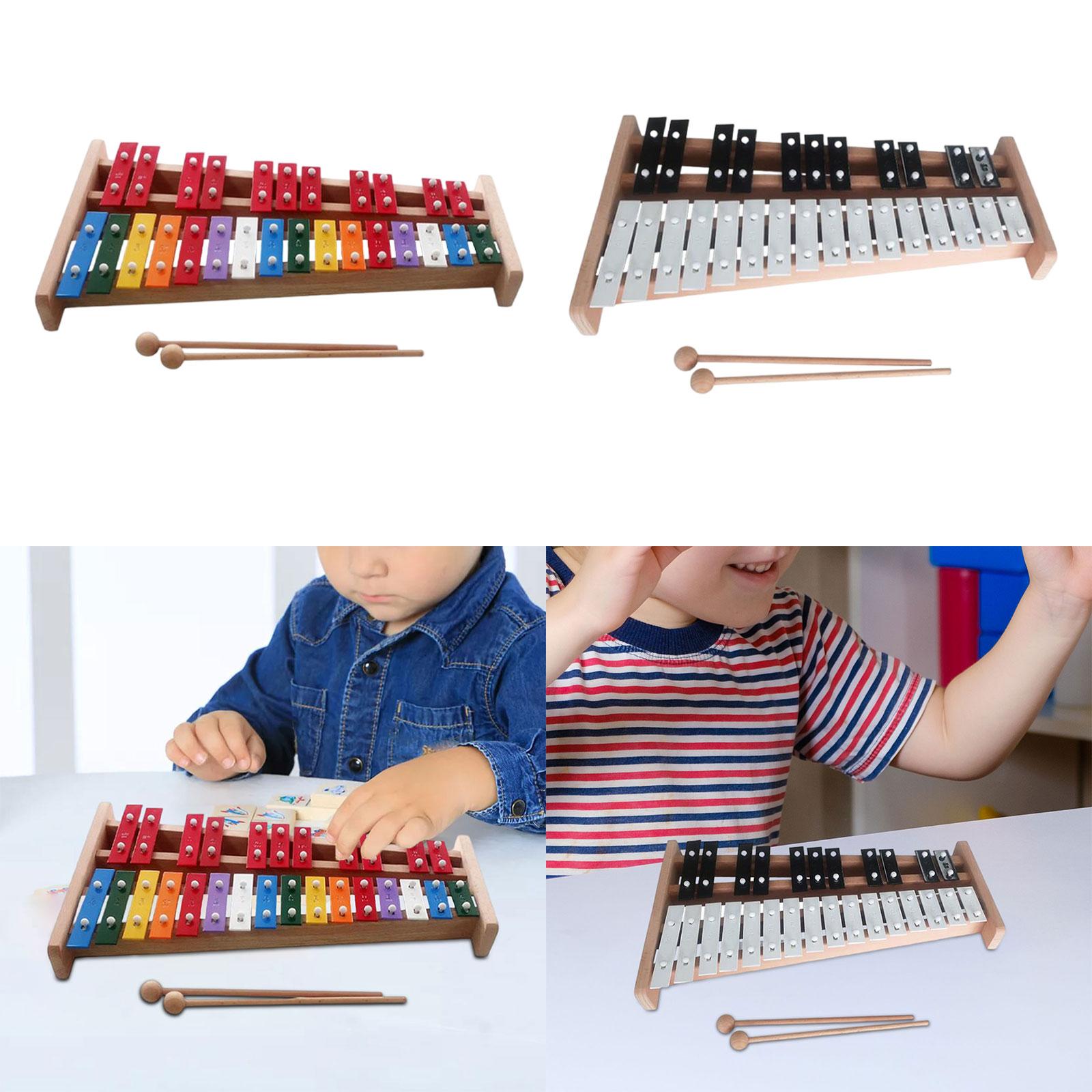 Hand Percussion 27 Key Glockenspiel Xylophone Educational Percussion with Mallets Compact for Music Lovers of Different Ages