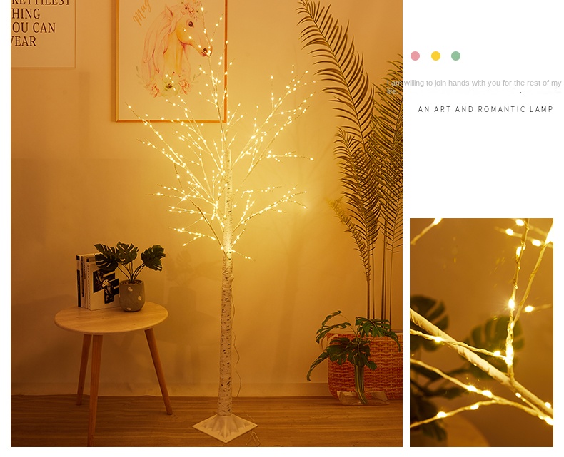 Dekoracja świąteczna Brzozowa lampa LED do sypialni do krajobrazu Świecąca dekoracja Noworoczna Dekoracja drzewa Światło świąteczne prezent