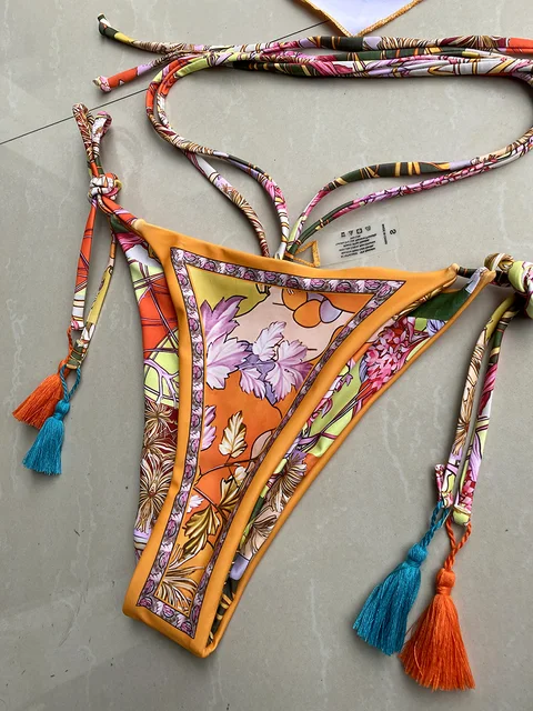 Printed Crop Top Bikini 2024 Women Bikinis Brazilian Swimwear