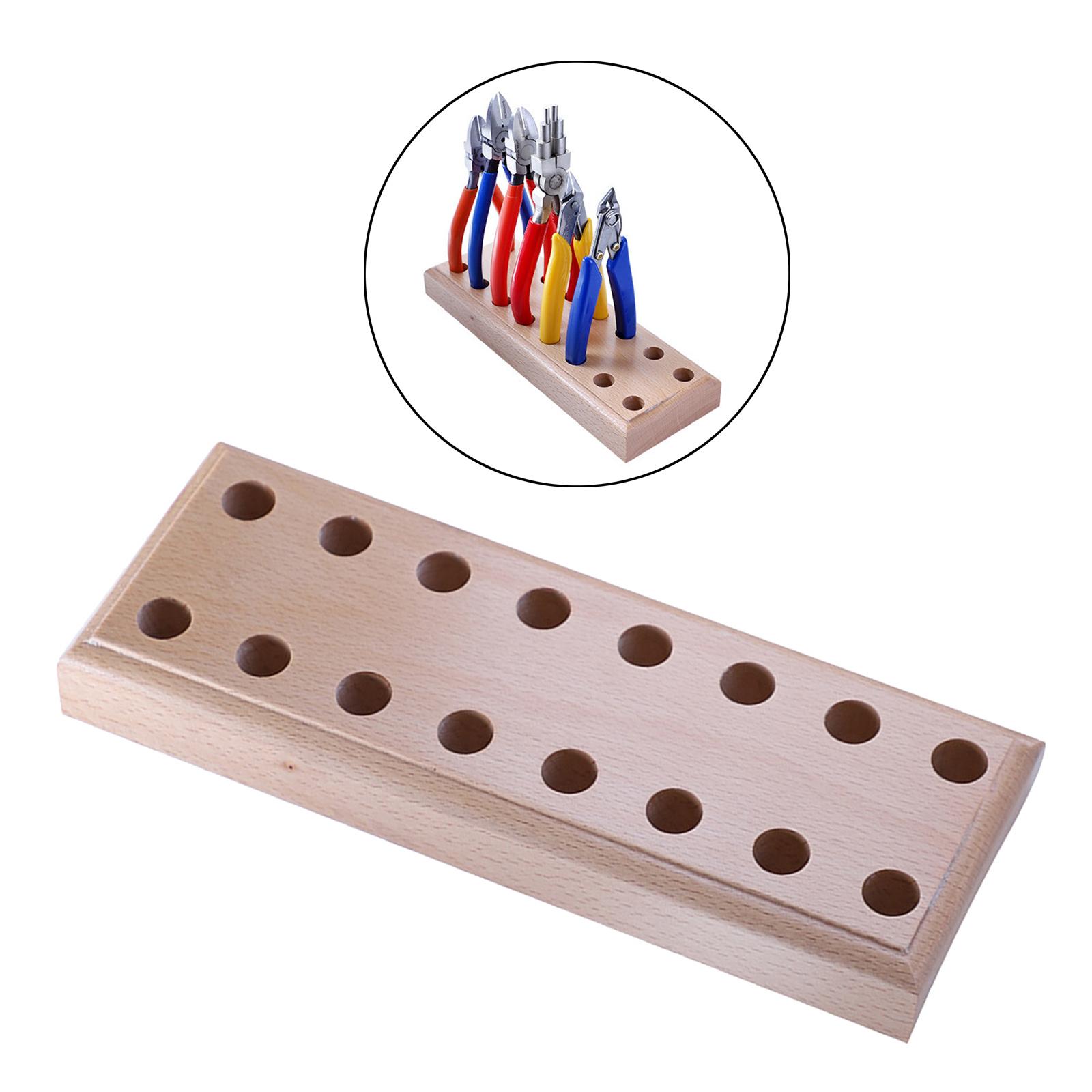 16 Holes Wood Plier Block Desktop Base Stand Tool Storage Wood Pallet Jewelry Making Supplies DIY Crafting Beading Accs