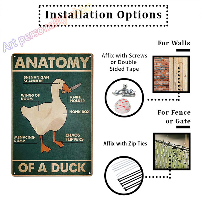 Duck Knowledge Metal Poster Type Of Duck Metal Tin Sign School Club Hunting  Lodge Cafe Bedroom Bathroom Kitchen Home Art Wall Decoration Plaque