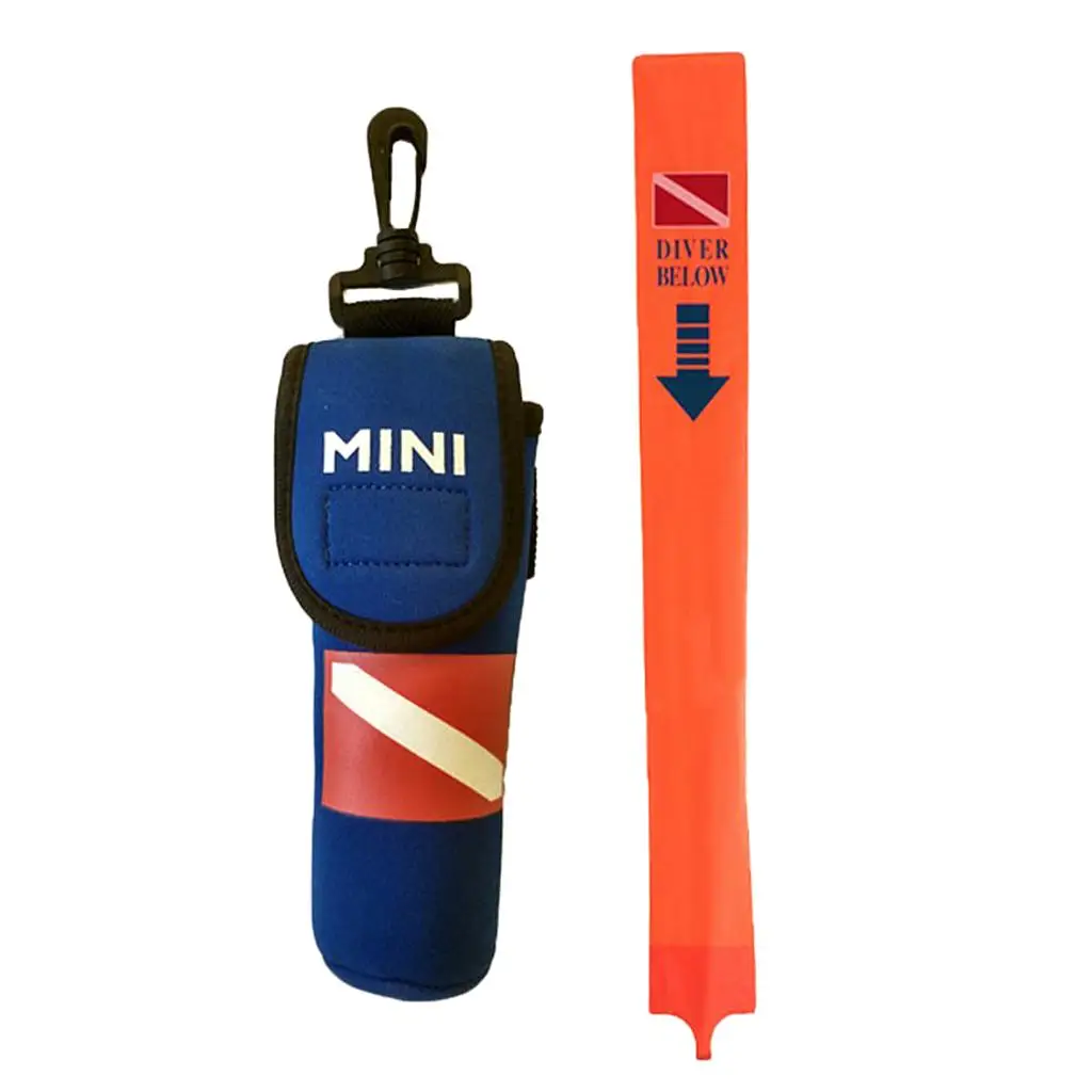 Portable Scuba Dive Diving 55` Surface Marker Buoy SMB Safety Sausage With Yellow Line & Storage Bag Diver Accessories