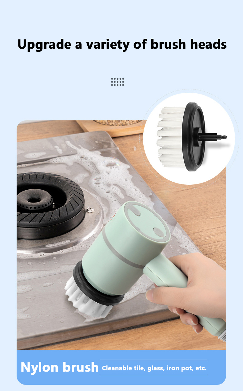 3 in 1 Electric Cleaning Brush Kitchen Dishwashing Home USB Rechargeable Electric Rotary Scrubber Household Appliances Cleaning