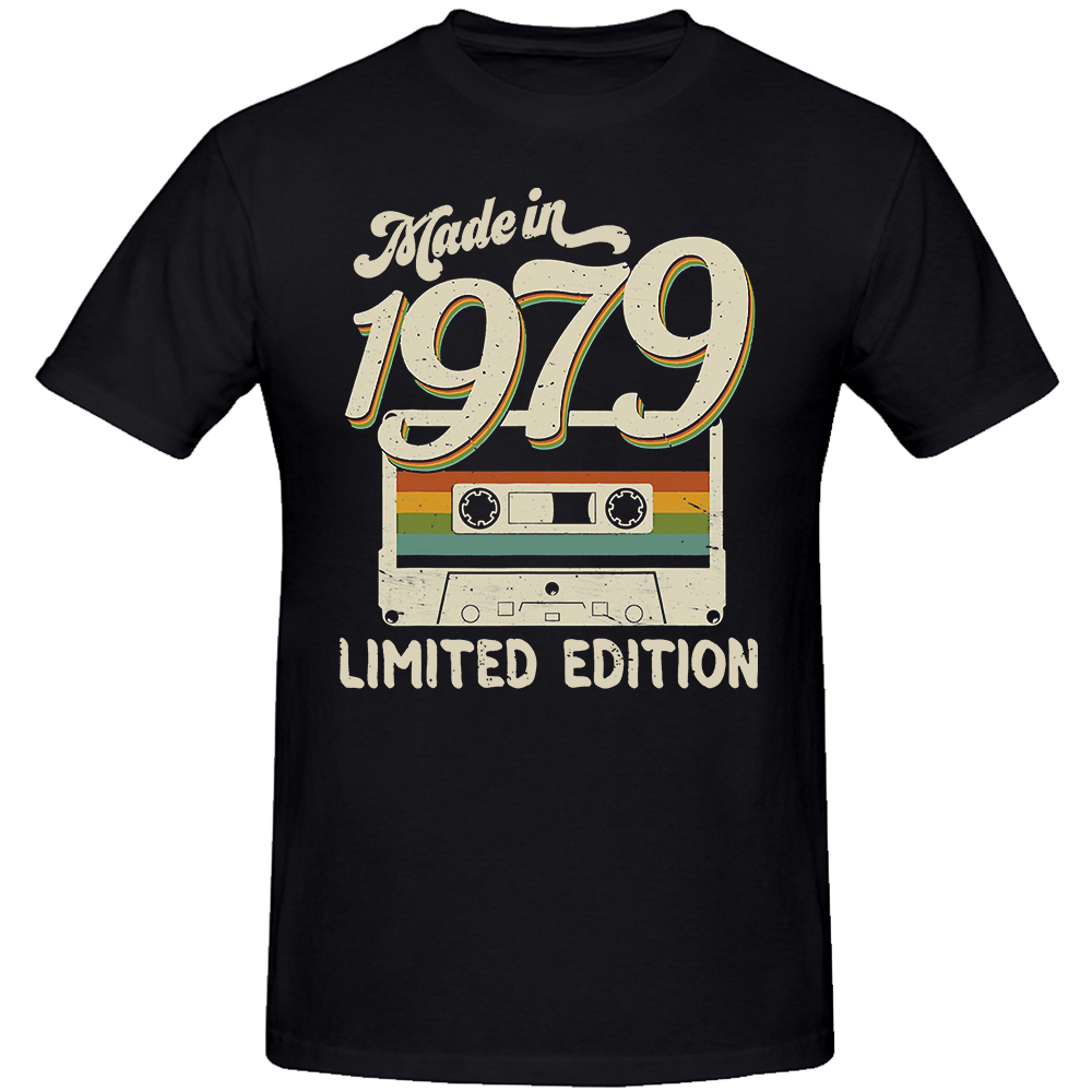 Hergestellt im Jahr 1979, limitierte Auflage, 45. Geburtstag, Kassettenband-T-Shirts, Sommer-Grafik, Baumwolle, Streetwear, kurzärmeliges T-Shirt für Herren – Detail 2