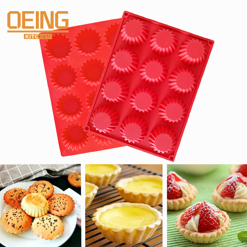 Description Picture 2 of item12 Cavity Mini Muffin Cup Silicone Cupcake Egg Tart Cake Mold Cookies Reuse Baking Decorating Tools Mousse Making Mould