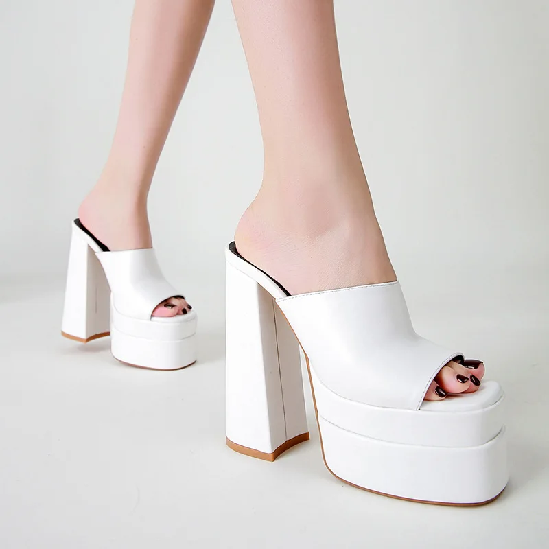 peep toe platform chunky heels