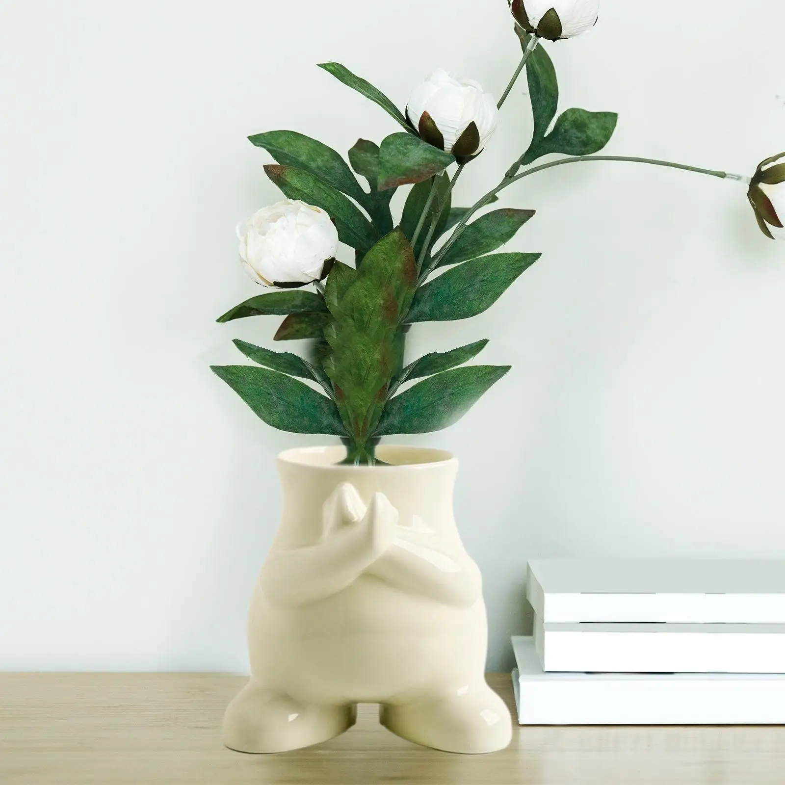 Nordic Flower Vase Planter Pot Ceramic Flowerpot Artistic Abstract Decorative Vase for Office Desk Tabletop Decor Ornament