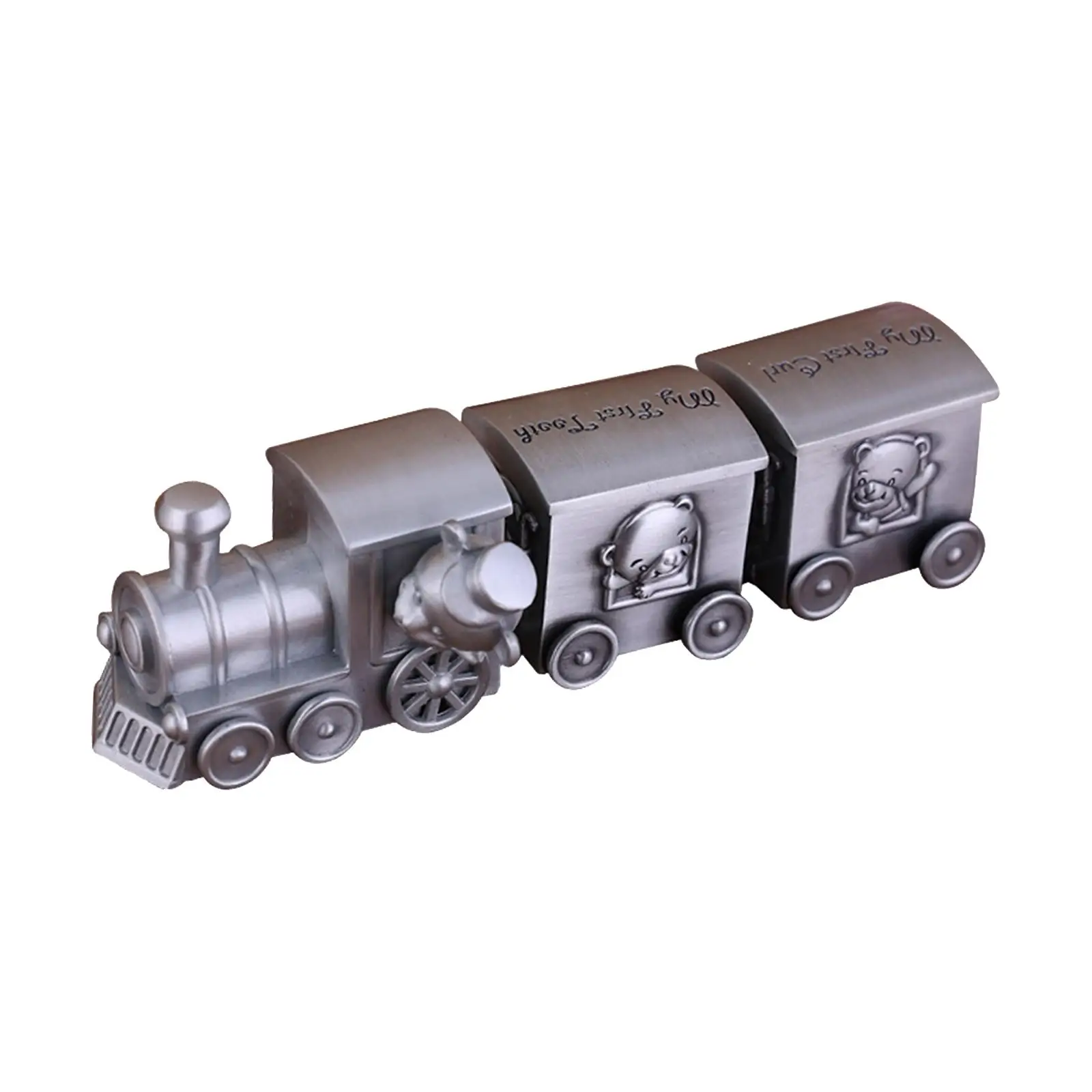 Train Tooth Holder Container Storage Childhood Memory Metal Organizer Baby Tooth Fairy Container for Birthday Gift Baby Shower