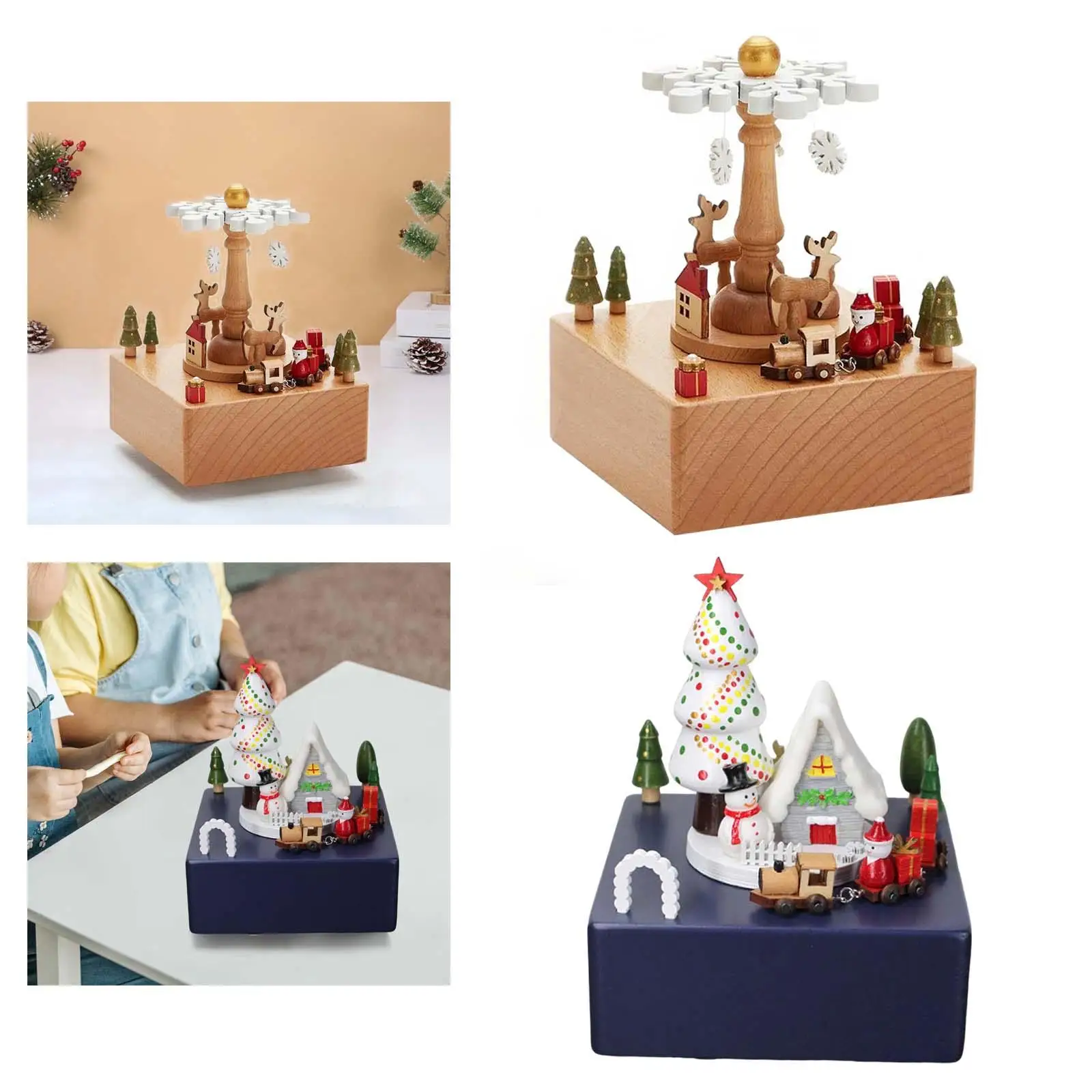 Wind up Musical Boxes Play Melody Christmas Themed for Family Collectible Home Decor Anniversary