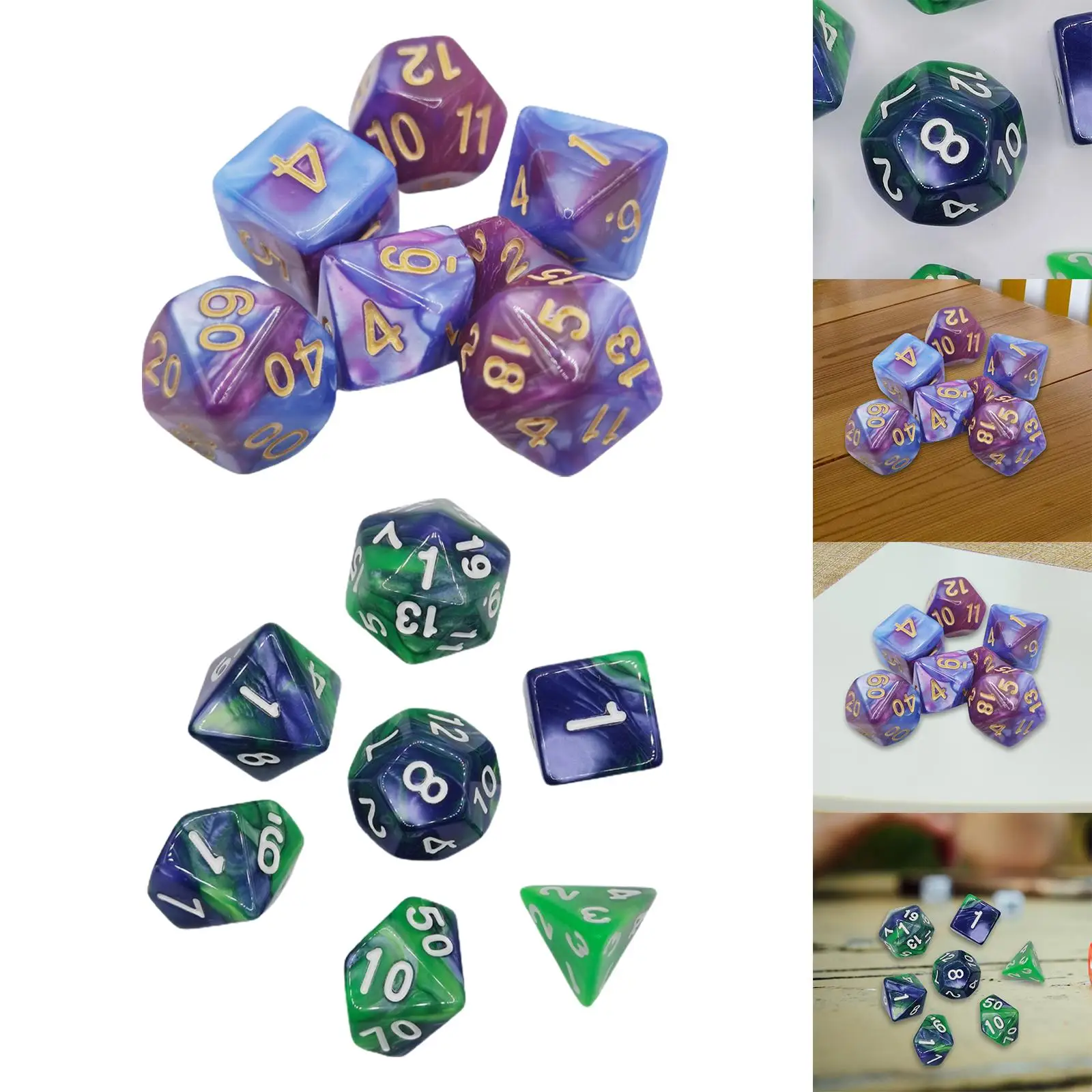7 Pieces Polyhedral Dice Round Corner Acrylic Dice for Table Games Party Favors