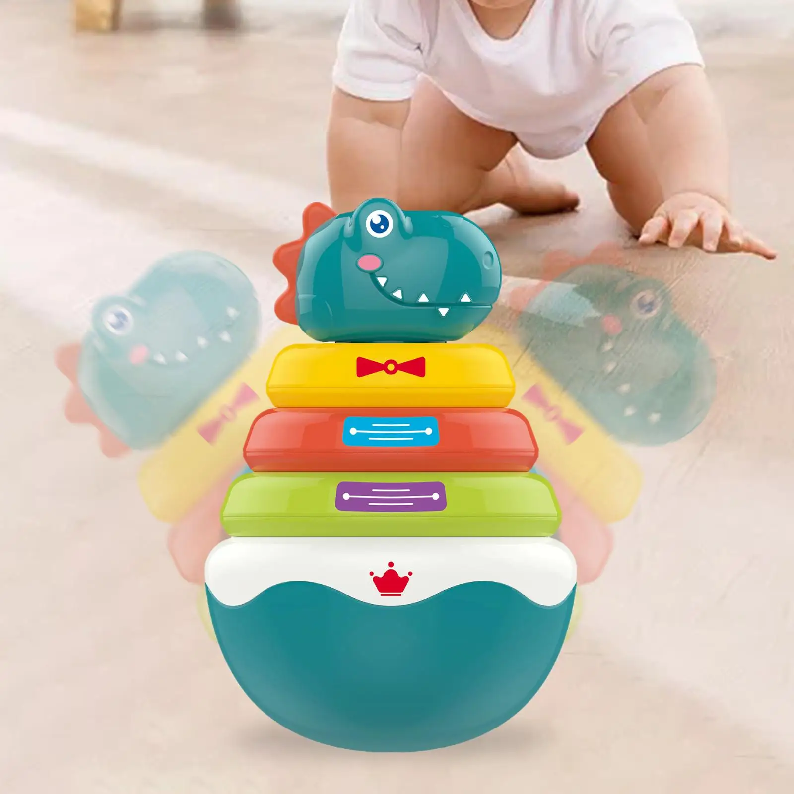 Educational Stacking Toys Ferrule Stacker Rainbow Interactive Learning Baby Rattle Toys Nesting   for  Girls