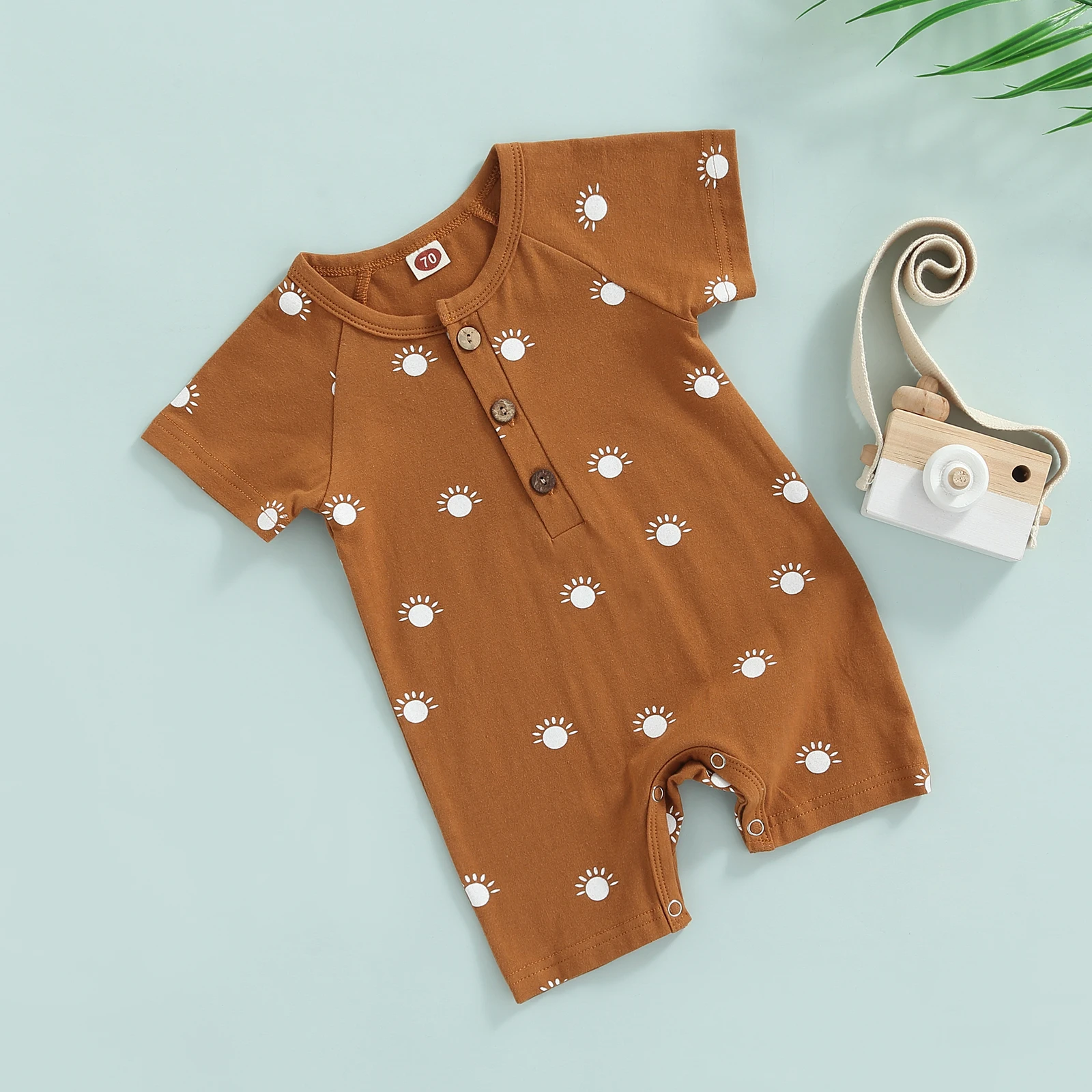 carters baby bodysuits	 2022 0-18M Summer Autumn Infant Casual Romper Girls Boys Short Sleeve Sun/Rainbow/Geometric Print O Collar Front Button Jumpsuit carters baby bodysuits	