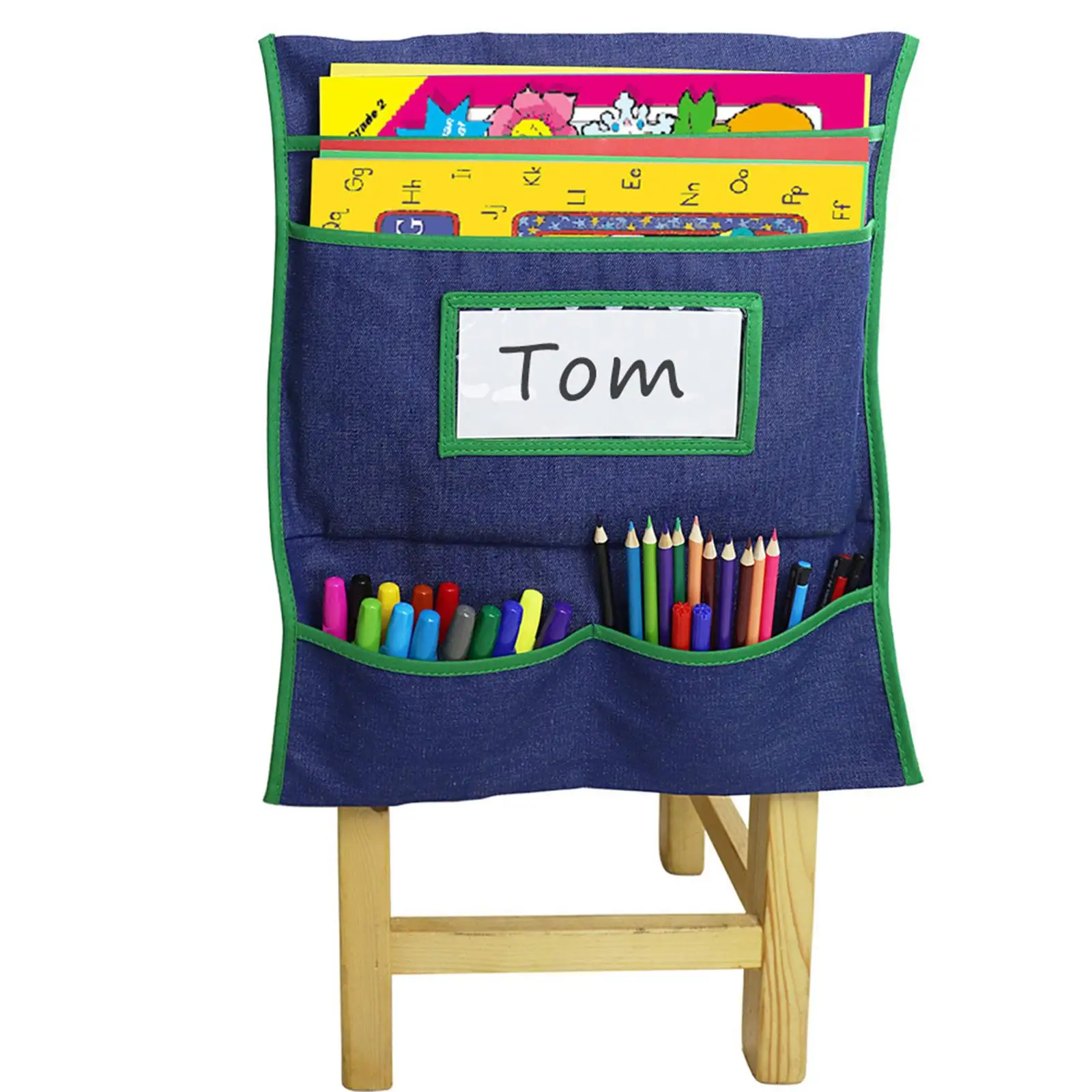 Chair Back pocket Heavy Duty with Name Tag Slot Thoughtful Durable Sturdy Chair Organizer for Office Storage Daycare