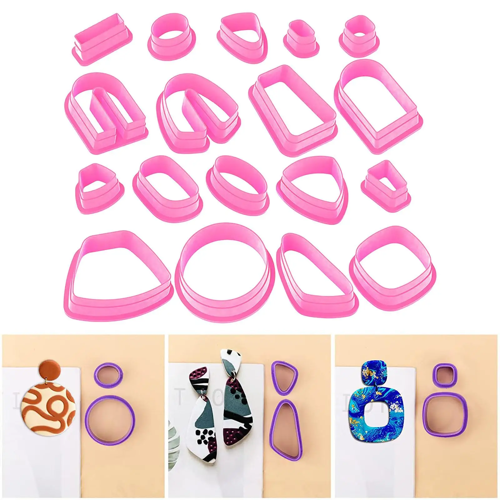 18 Pieces Plastic Polymer Clay Cutters Earring Making Supplies Shapes Art Crafts Kids Polymer Clay Jewelry Clay Cutting Tools