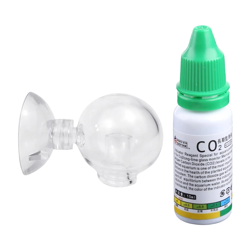 CO2 Drop Glass Checker Aquarium Carbon Dioxide Monitor CO2 Indicator with PH Solution for Planted Fish Tank Aquariums