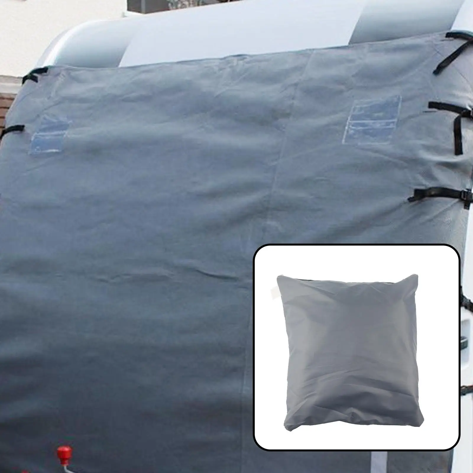 RV Front Towing Cover 4Ply Breathable Oxford Cloth Universal Waterproof Protector with 2 LED Lights Caravan Towing Cover