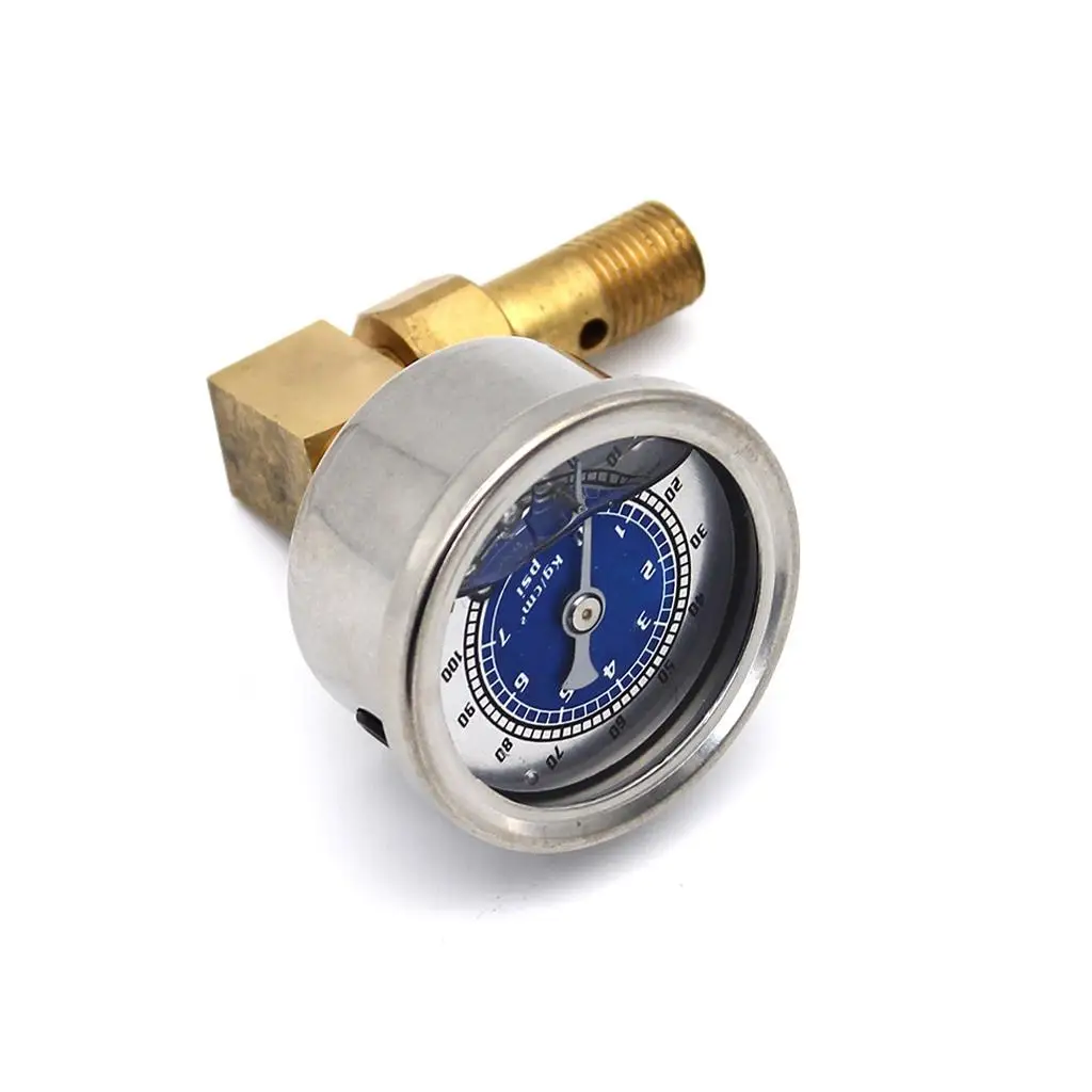 Oil Pressure Instrument Panel Liquid Filled Replace  Blue 12mm Interface Aluminum Alloy Shockproof 0-100PSI 47mm Dial  for 