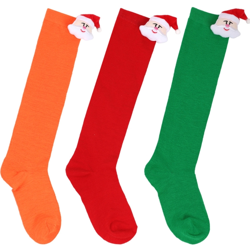 Warme Kinderstrümpfe für Weihnachten, oberschenkelhohe Socken, Festival, dehnbare Beinstulpen A2UB – Detail 7