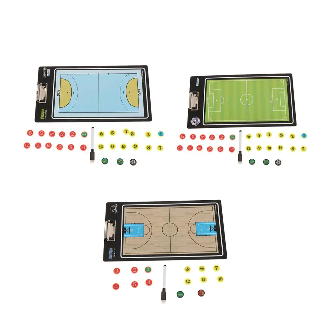 Double Sided  Portable Althetic Game Training  Clip Boards Include Marker Pen & Chess