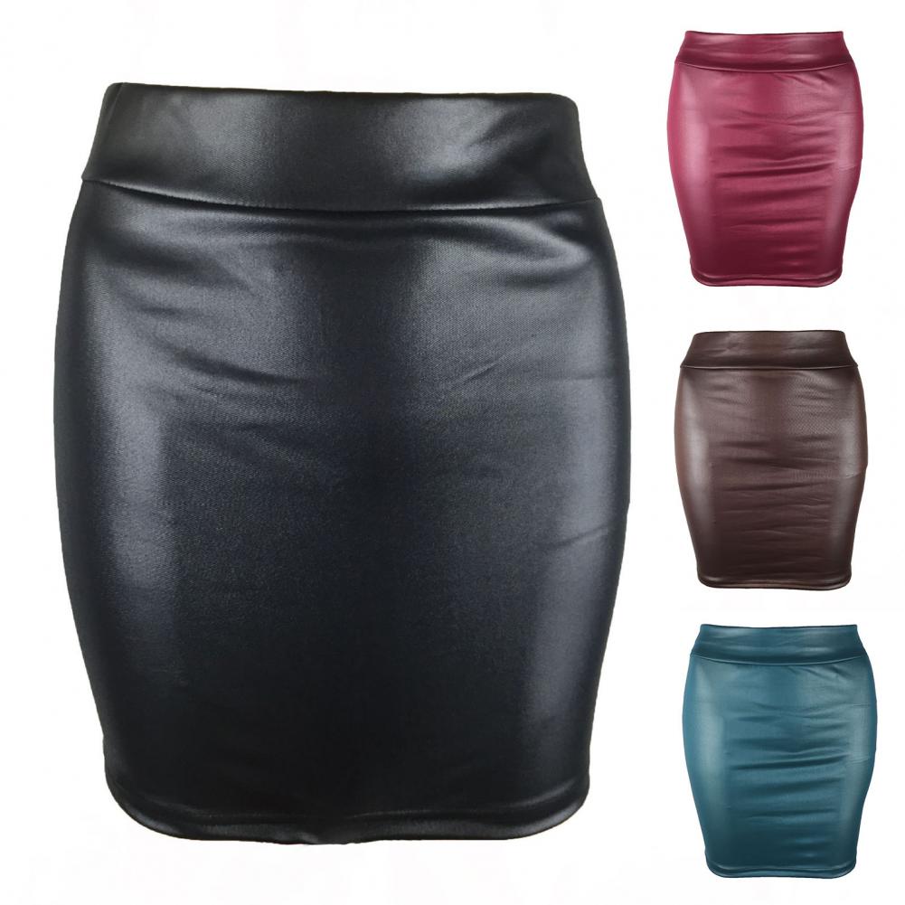 Title 7, Faux Leather Women Mini Skirt Sexy High Waist B...