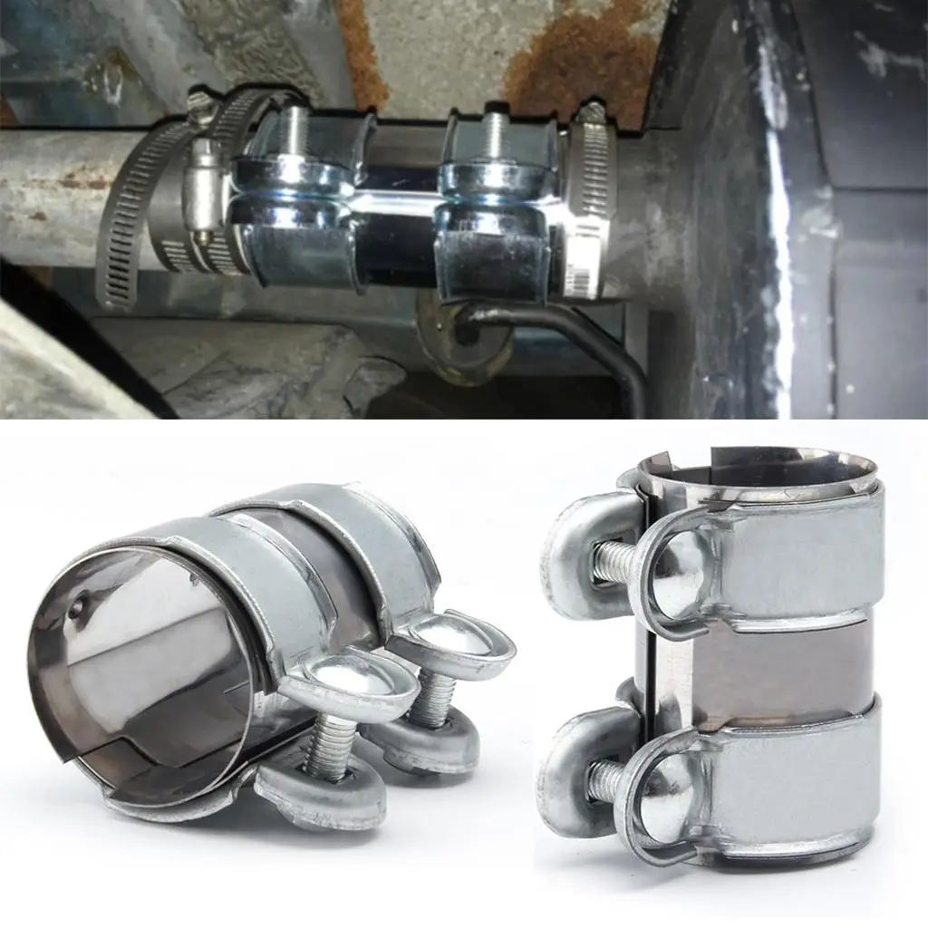 2X Exhaust Pipe Clamp Tail Throat Clamp Downpipe Exhaust Pipe Clamps 2.5inch