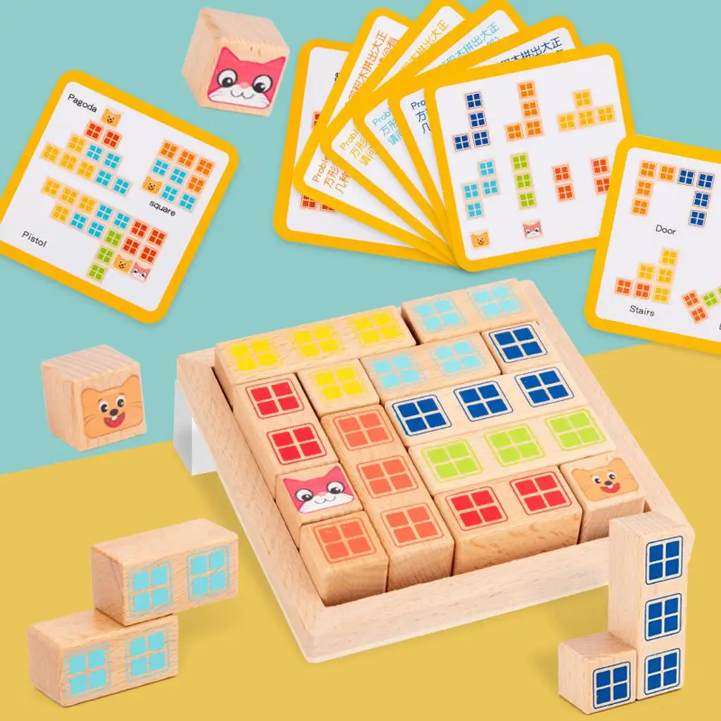 Wood Education Building Block Pass Through Logic Game Board Game Toy Gifts