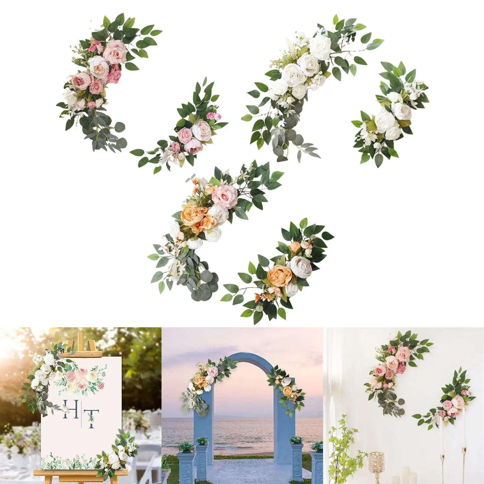 2x Silk Wedding Arch Flowers Kit Reception Centerpieces Kit Arch Decorations