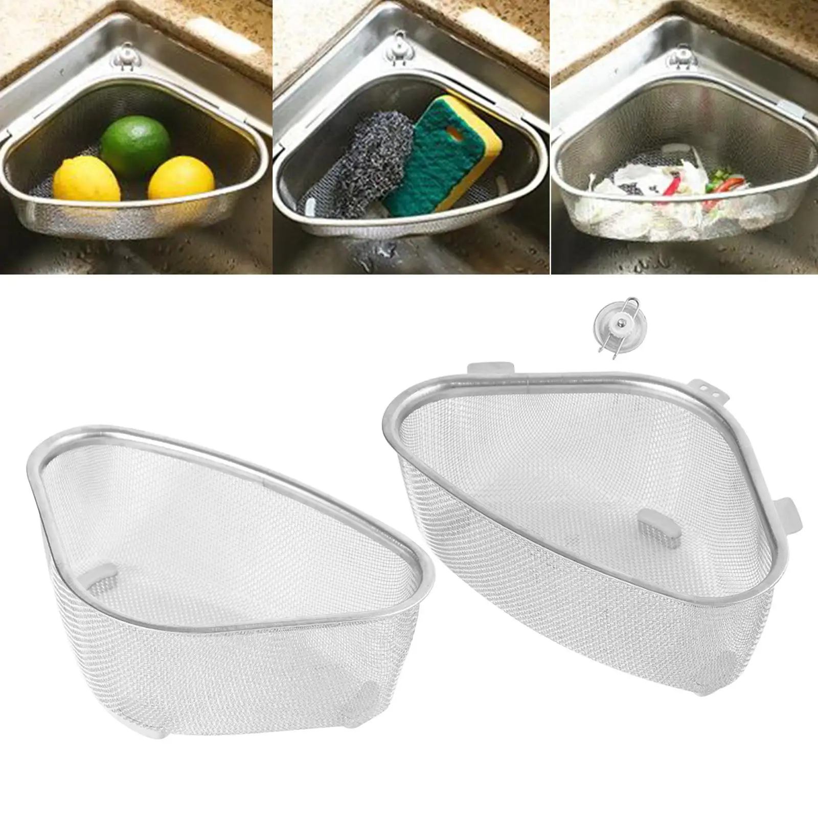 Durable Over The Sink Colander Strainer Basket for Filtering, Straining Out Impurities Multiple Uses Clean Handy Tool