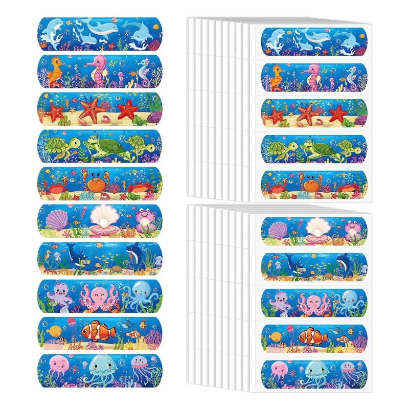 50 Stück wasserdichte Cartoon-Klebebandagen, sichere Wundplastiken für Kinder A2UB – Detail 7