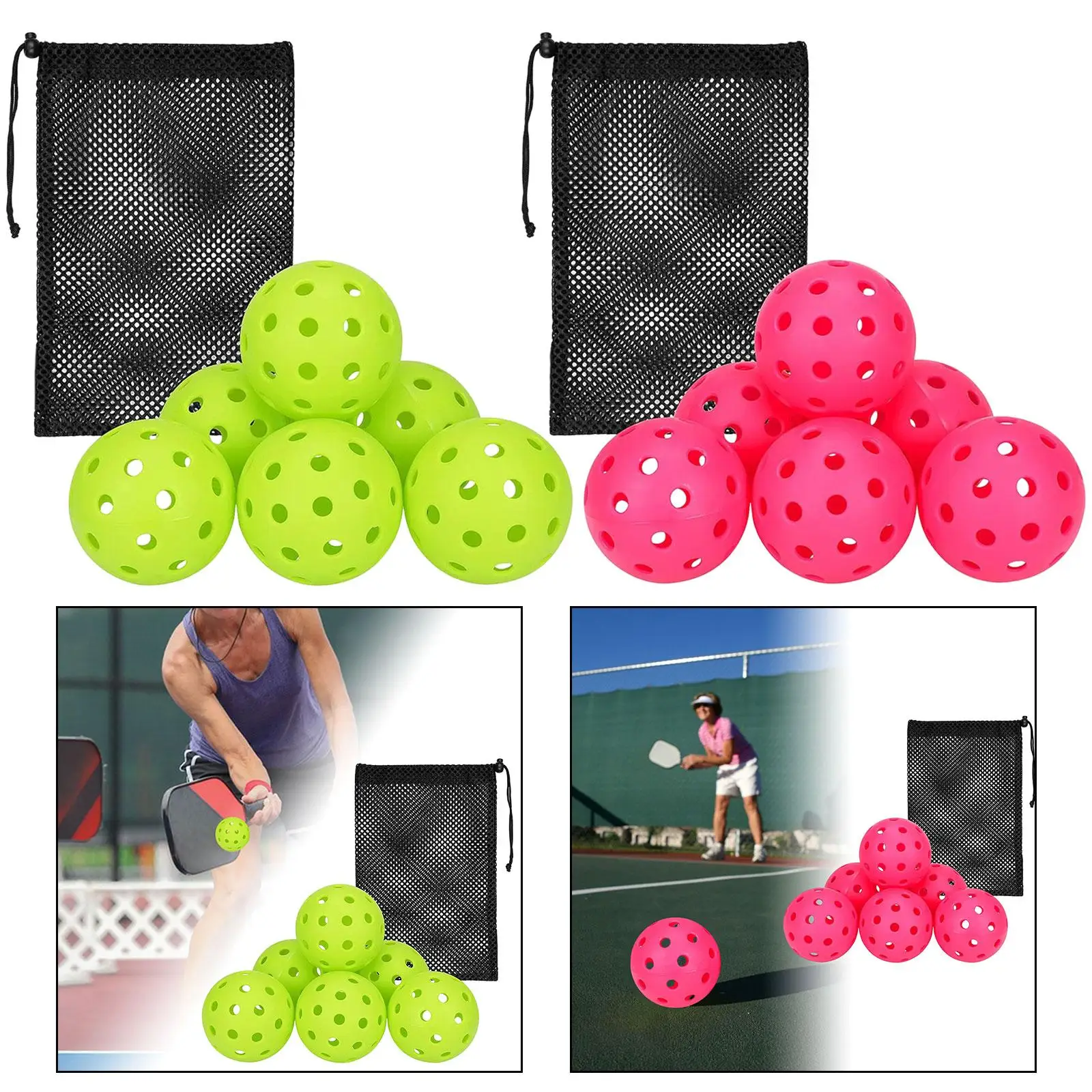 6x Pickleball Balls Specifically Designed Adult Sporting Goods Competition Ball Official Size Ball for Tournament Play Outdoor