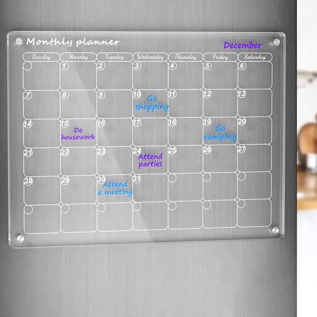 Pizarra Magnética Acrílica De Borrado En Seco Y Calendario Para Nevera,  Juego Transparente De 2 Para Planificador Reutilizable De Nevera, Incluye 6  Ma