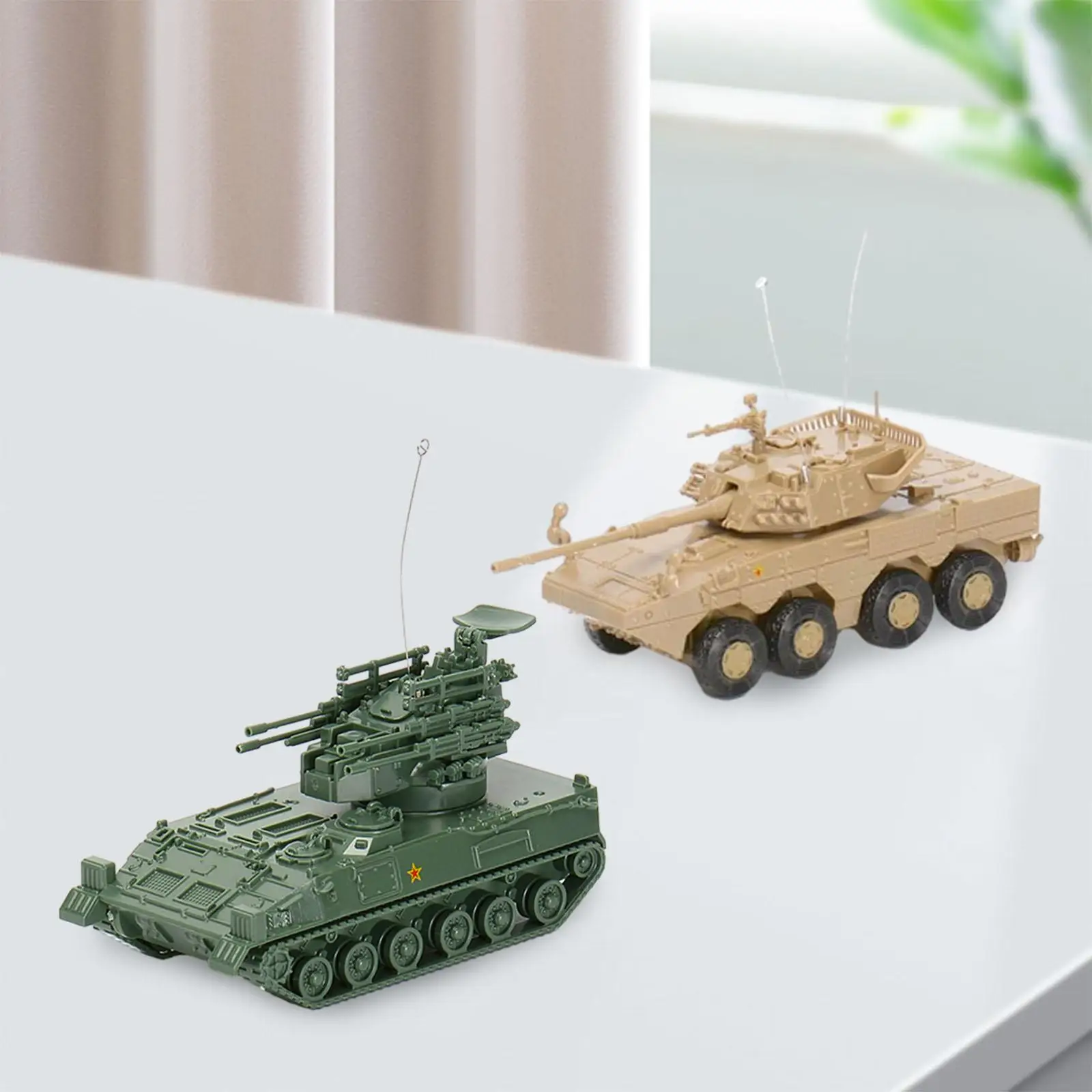 2 Pieces 1/72 Tank Model Vehicle Tank Model Toy Educational Toys Collectible for Kids Party Favors Adults Boy Table Scene