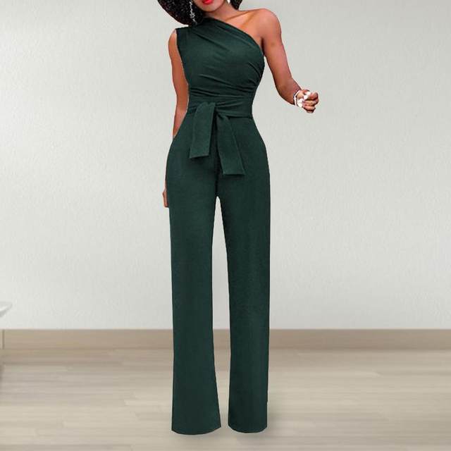 Amazon.com: Womens Elegant One Shoulder Jumpsuits Ruffle