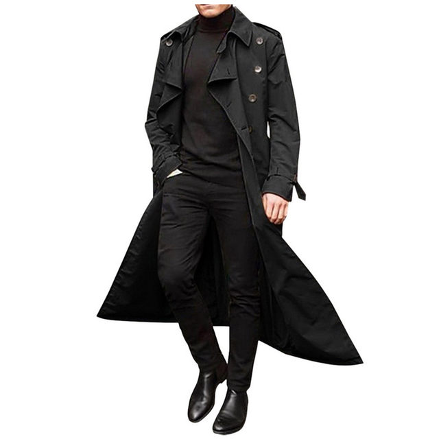 Gabardina larga con capucha para hombre, abrigo de moda Steampunk,  ajustado, elegante, color negro, para invierno, 2023 - AliExpress