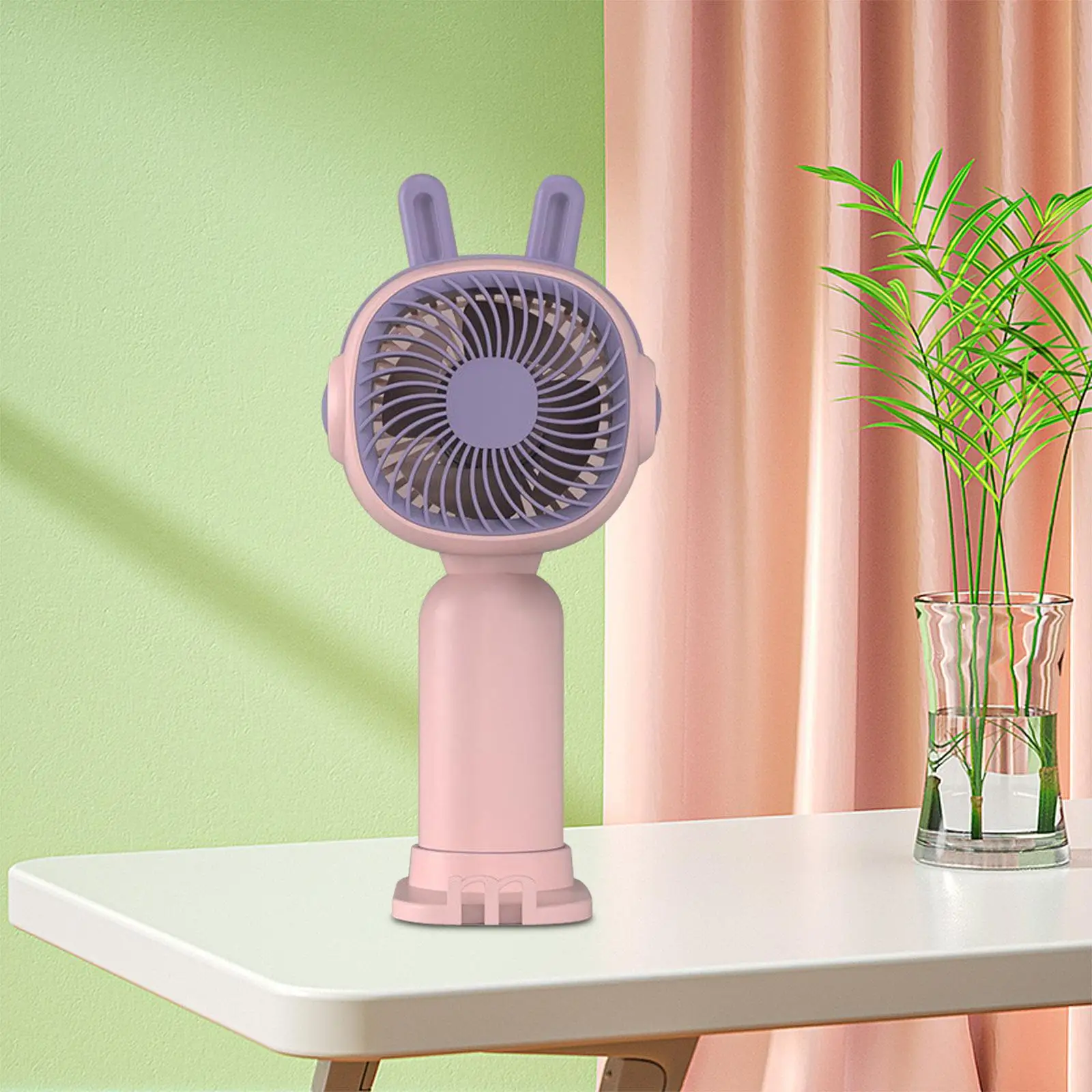Personal Fan with Phone Stand Base Refreshing Wind Small Handheld Small Desk Fan for Dormitory Hiking Indoor Outdoor Desktop
