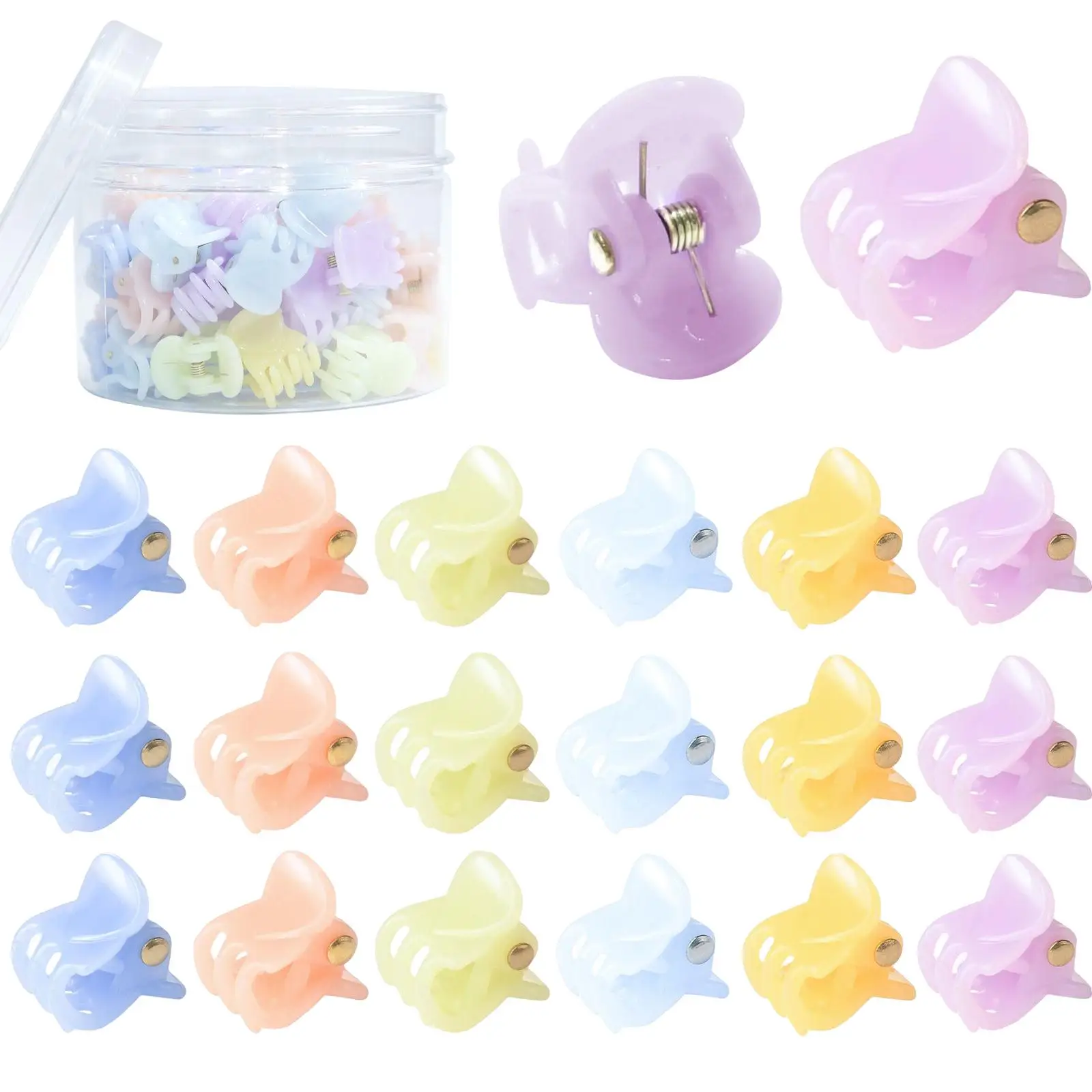 48 Pieces Mini Hair Clips with Transparent Box Multifunction Nonslip Hairclips Hairdressing Accessory Clamps School Party