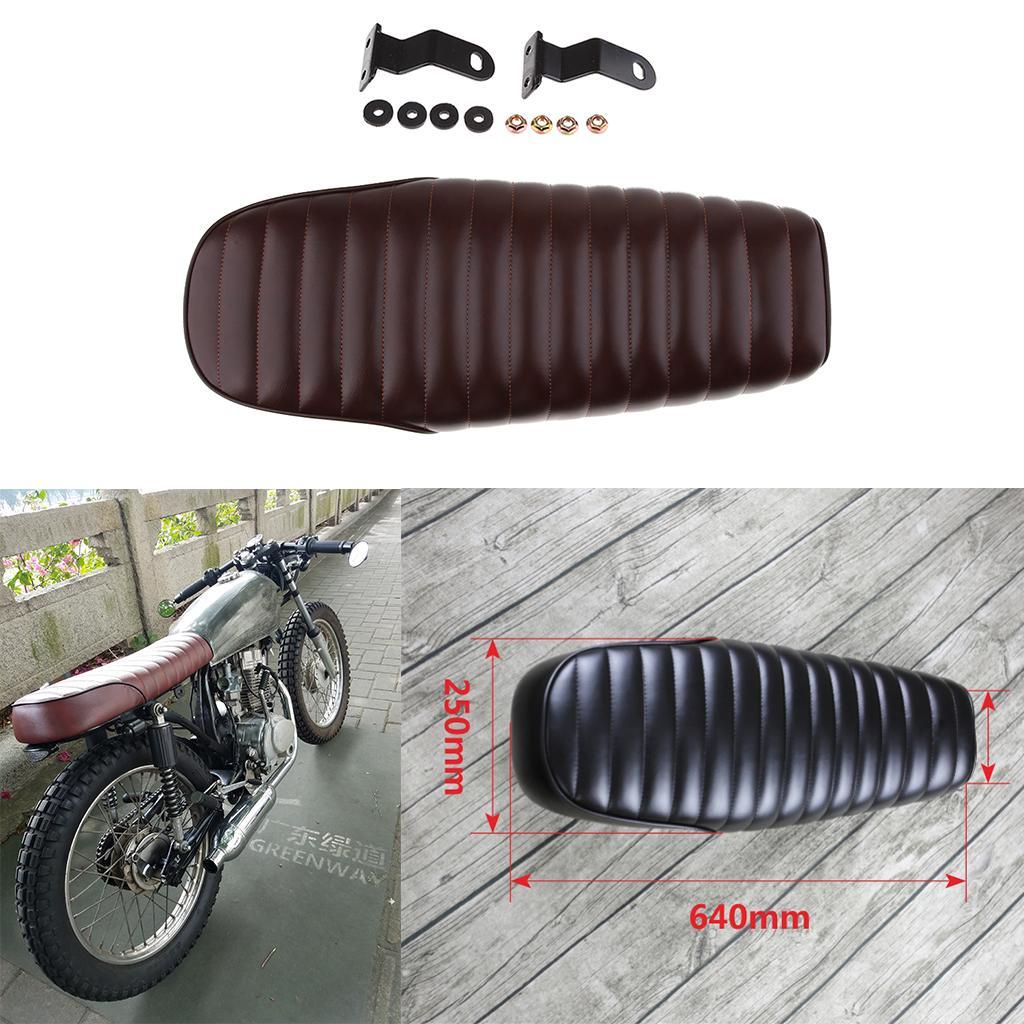 Brown PU Leather Motorcycle  Seat Flat Saddle 63cm / 24.8