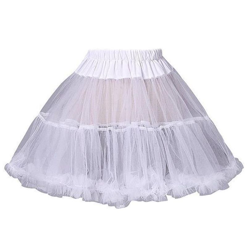 Title 1, Women Girls Ruffled Short Petticoat Solid White...