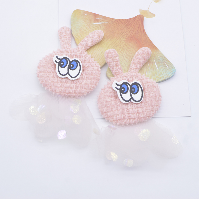 10 Stücke 6*9 cm Kawaii Gepolsterte Kaninchen mit Mesh-Applikationen für DIY Kleidung Hut Nähen Patches Kopfbedeckung Haarspangen Dekor Zubehör – Detail 3