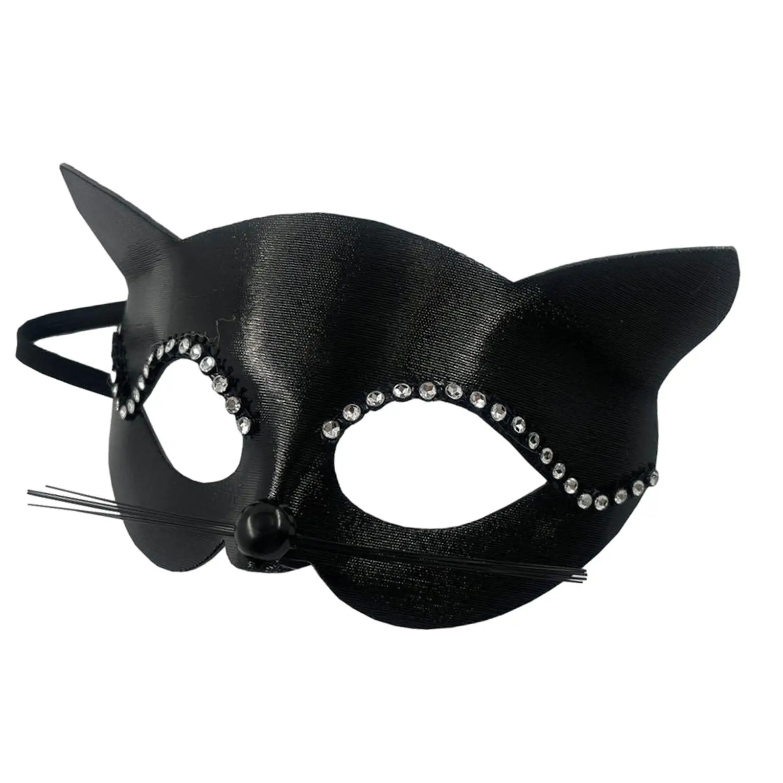 Black Cat Mask with Whiskers Masquerade Mask for Halloween Costume Show