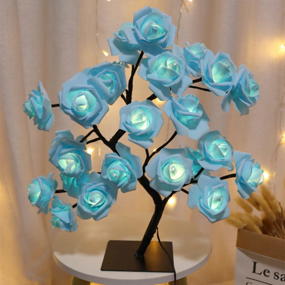 LED Cool Appearance Rose Tree Night Light Plastic Valentine's Day Rose Tree Table Light Home Decor