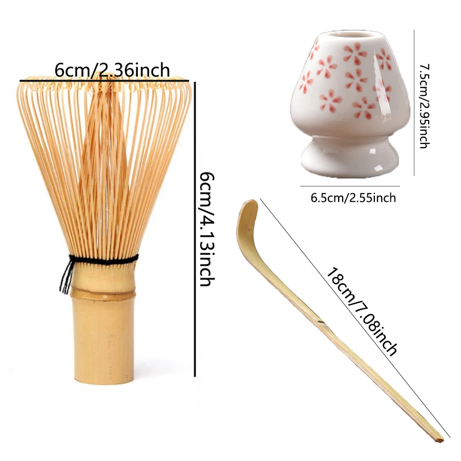3-teiliges Matcha-Rührständer-Set (japanisches Bestellzubehör) inklusive 3 Löffeln und Teepinselhalter_voghion.com
