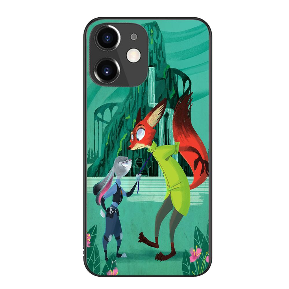 Zootopia cartoon Black mobile phone case For IPhone 13 12 11 Pro Max Mini SE XR X XS  Max 8Plus 7plus 6 6S  New Shell phone Case cute iphone xr cases